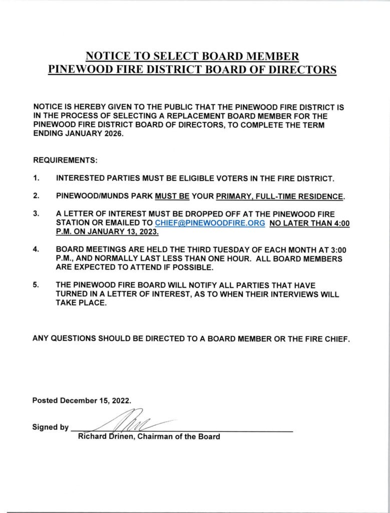 Board of Directors » Pinewood Fire Department